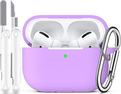 Compatible with Airpods Pro Case with Keychain,Full Protective Silicone Skin Accessories for Women Men Girl Compatible with Apple 2019 Latest Airpods Pro Case,Front LED Visible,Lavender